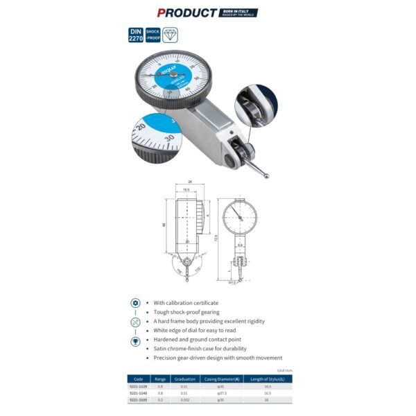 RELOJ PALPADOR 0,8MMX0,01MM - DIAL 30MM - Imagen 8