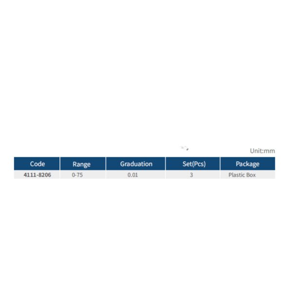 SET MICROMETRO EXTERIOR 3 PCS 0-75MMX0,01MM DASQUA - Imagen 2