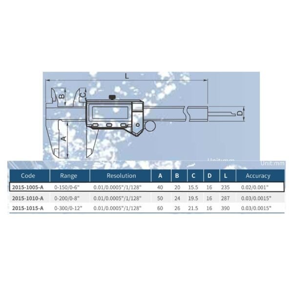 PIE DE MET DIG PRO IP67 PANTALLA GRANDE 6"X0,01MM/ 0,0005(0-150MM) DASQUA - Imagen 2