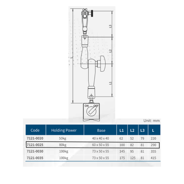 BASE MAGNETICA POTENCIA ARTICULAD AJUSTE FINO 80KG, 290MM BRAZO DASQUA - Imagen 2