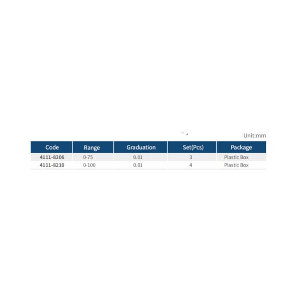 SET MICROMETRO EXTERIOR 4 PCS 0-100MMX0,01MM DASQUA - Imagen 2