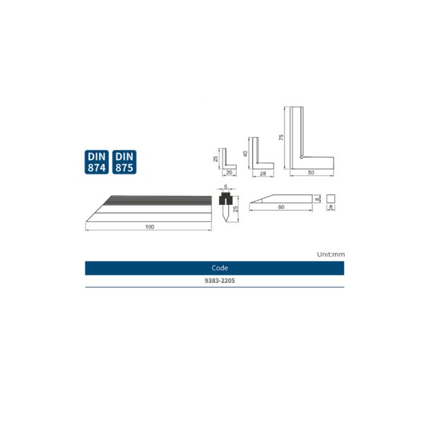 JGO ESCUADRA MECANICA 5PCS 25X20MM - 40X28MM - 75X50MM DASQUA - Imagen 7